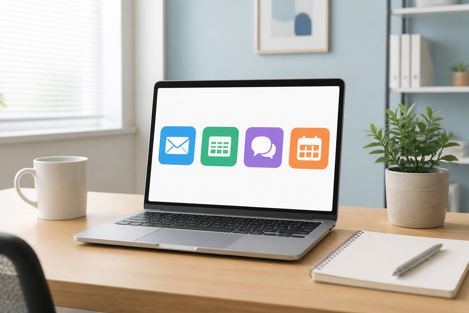 Outlook・Excel・Teams が並ぶ会社のパソコンのイメージ